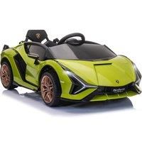 HOMCOM Compatible 12V Battery-powered Kids Electric Ride On Car Lamborghini SIAN Toy with Parental Remote Control Lights MP3 for 3-5 Years Old Green