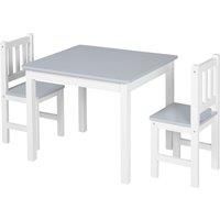 HOMCOM Kids Table and Chair Set 3 Pieces Toddler Preschoolers Desk with 2 Chairs for Indoor Study Rest Snack Time Grey