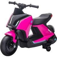 HOMCOM 6V Kids Electric Motorbike Ride On Toy w/ Music Headlights Safety Training Wheels for Girls Boy 2-4 Years Pink