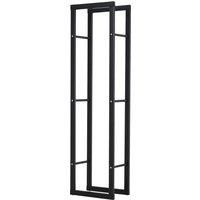 HOMCOM 150cm Tall Metal Firewood Log Holder Rack Double Tier w/ Balanced Base Side Rails Indoor Outdoor Traditional Fireplace Log Storage Cradle