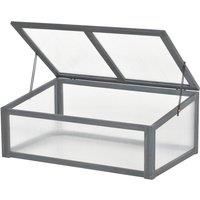 Square Wooden Outdoor Greenhouse w/ Openable Cover PC Board 100 x 65 x 40cm Grey