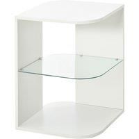 HOMCOM Modern Side Table Three Layer Bedside Table Nightstand with 2 Storage Shelves, for Living room, Bedroom, White