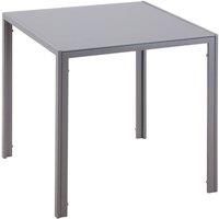 HOMCOM Modern Square Dining Table, Seats 4, with Glass Top & Metal Legs for Dining Room, Living Room, Grey