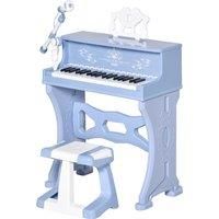 HOMCOM 37 Keys Mini Electronic Keyboard Light Kids Musical Instrument Educational Game Children Grand Piano Toy Set w/Stool & Microphone & Music Blue