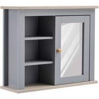 kleankin Bathroom Wall Mirror Cabinet, Cupboard with Door, Storage Cabinet with Adjustable Shelf for Corridors Living Rooms, Grey