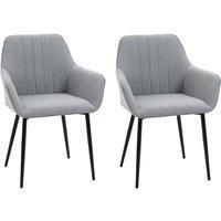 Dining Chairs Linen Fabric Accent Chairs Metal Legs, Set of 2