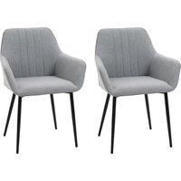 HOMCOM Dining Chairs Upholstered Linen Fabric Metal Legs, Set of 2