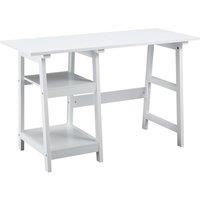 HOMCOM Compact Computer Desk with Storage Shelves Study Table with Bookshelf PC Table Workstation for Home Office Study White