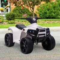 HOMCOM 6V Kids Electric Ride on Car ATV Toy Quad Bike With Headlights for Toddlers 18-36 months White