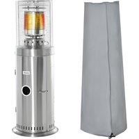 10KW Outdoor Gas Patio Heater Standing Propane Heater w/ Wheels Dust Cover