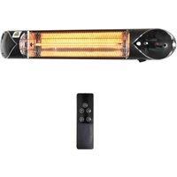 Outsunny 2000W Electric Infrared Patio Heater Wall Mounted Carbon Fibre Heater with Remote Control, 4 Heat Settings, 24-Hour Timer for Indoor Outdoor, Black