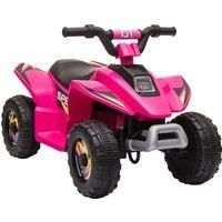 HOMCOM 6V Kids Electric Ride on Car ATV Toy Quad Bike Four Big Wheels w/ Forward Reverse Functions Toddlers for 3-5 Years Old Pink
