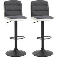 HOMCOM Bar stool Set of 2 Armless Adjustable Height Upholstered Bar Chair with Swivel Seat, Dark Grey