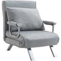 Single Sofa Bed Armchair Sofa Bed Guest Sleeper with Pillow Light Grey