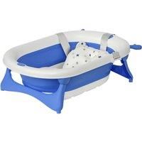HOMCOM Foldable Baby Bath Tub Ergonomic with Temperature-Induced Water Plug