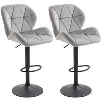 Bar Stool Set of 2 Fabric Adjustable Height Armless Counter Chairs Dark Grey