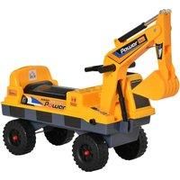 HOMCOM 2 in 1 Ride on Excavator Digger No Power Detachable Digging Bucket and Grab Bucket Music Light for 2-3 Years Old