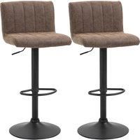 HOMCOM Barstools Set of 2 Adjustable Height Swivel Gas Lift PU Leather Counter Bar Chairs with Footrest, Brown