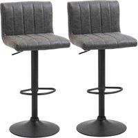 Barstools Set of 2 Adjustable Height Swivel PU Leather Counter Bar Chairs