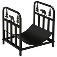 Outsunny Firewood Log Rack Fireplace Log Holder w/ Handles Outdoor Indoor Black