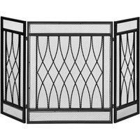 126cm 3-Panel Metal Folding Fireplace Screen Protective Guard Child Pet Home