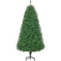 HOMCOM 6 Feet Prelit Artificial Christmas Tree Warm White LED Light Holiday Home Xmas Decoration, Green