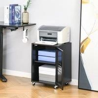 HOMCOM Industrial Bedside Table, Rolling End Side Table, Mobile Storage Cabinet With Adjustable Shelf, Wheels & Metal Door for Bedroom, Living Room