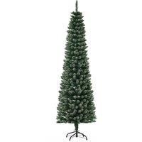HOMCOM 6.5FT Artificial Snow Dipped Christmas Tree Xmas Pencil Tree Holiday Home Indoor Decoration with Foldable Black Stand, Green