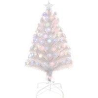 Bon Noel 3Ft Prelit Artificial Christmas Tree Fiber Optic Xmas Decoration White