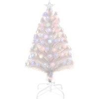 3/4/5FT Prelit Artificial Christmas Tree w/ Fiber Optic, Xmas Decoration, White
