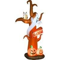 HOMCOM 2.7m Halloween Inflatable Tree with Ghost and Pumpkin, LED Lighted for Home Indoor Outdoor Garden Lawn Decoration Party Prop