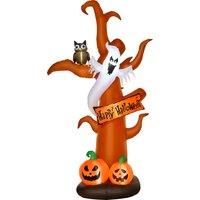 HOMCOM 2.7m Halloween Inflatable Tree with Ghost and Pumpkin, LED Lighted for Home Indoor Outdoor Garden Lawn Decoration Party Prop