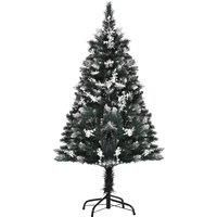 HOMCOM 4ft Artificial Snow Dipped Christmas Tree Xmas Pencil Tree Holiday Home Indoor Decoration with Foldable Feet White Berries Dark Green
