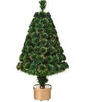 Prelit Artificial Tabletop Christmas Tree with Fibre Optic Lights 90cm, Green