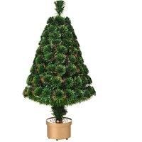 Prelit Artificial Tabletop Christmas Tree with Fibre Optic Lights 90cm, Green