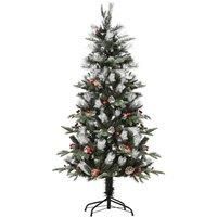 Bon Noel 5ft Light Snow-Flocked Slim Artificial Christmas Tree with Berries & Pine Cones