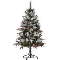 Snow Dipped Artificial Christmas Tree with Berries 120cm, Green