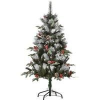 HOMCOM 4FT Artificial Snow Dipped Christmas Tree Xmas Holiday Pencil Tree Green