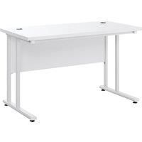 Computer Desk Home Office Desk with 2 Cable Management Holes Metal Legs White