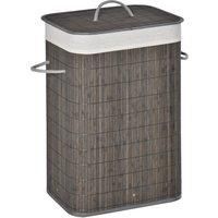 HOMCOM Laundry Basket with Flip Lid and String Handles, Collapsible Hamper Removable Lining Board Base Foldable Water-Resistant Dirty Clothes Storage