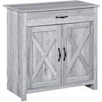 HOMCOM Farmhouse Sideboard Storage Cabinet - Grey
