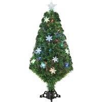 HOMCOM HOMCM 4FT Prelit Artificial Christmas Tree Fiber Optic LED Light Holiday Home Xmas Decoration Tree with Foldable Feet, Green