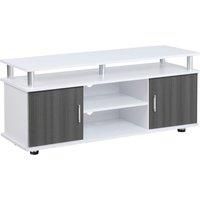 HOMCOM TV Cabinet Stand Entertainment Center Media Console Storage Grey, White