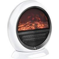 HOMCOM Freestanding Electric Fireplace Indoor Space Table Top Heater with Realistic Flame Effect, Rotatable Head, Overheating Protection, 1500W, White