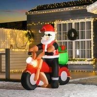 Bon Noel 1.7M Light Up Motorcycle Santa Claus Inflatable Yard Decor Holiday