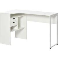 HOMCOM L-Shaped Corner Computer Desk Study Table PC Work w/Storage Shelf Drawer Smooth Slide Office Home Workstation Space Saving - White