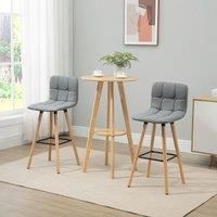 HOMCOM Bar stool Set of 2 Armless ButtonTufted Counter Height Bar Chairs with Wood Legs & Footrest, Grey