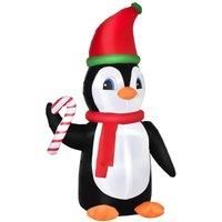 Bon Noel 2.5M Lighted Inflatable Christmas Penguin with Candy Cane For Garden