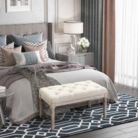 HOMCOM Bed End Stool Accent Bench, Piano Stool, Window Seat, Tufted Fabric Footstool for Bedroom, Hallway, Living Room - Beige