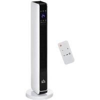 HOMCOM Indoor Tower Space Heater with 2 Heater 1000W/2000W and Fun, Floor Electric Heater for Bathroom Office, with Timer, Remote